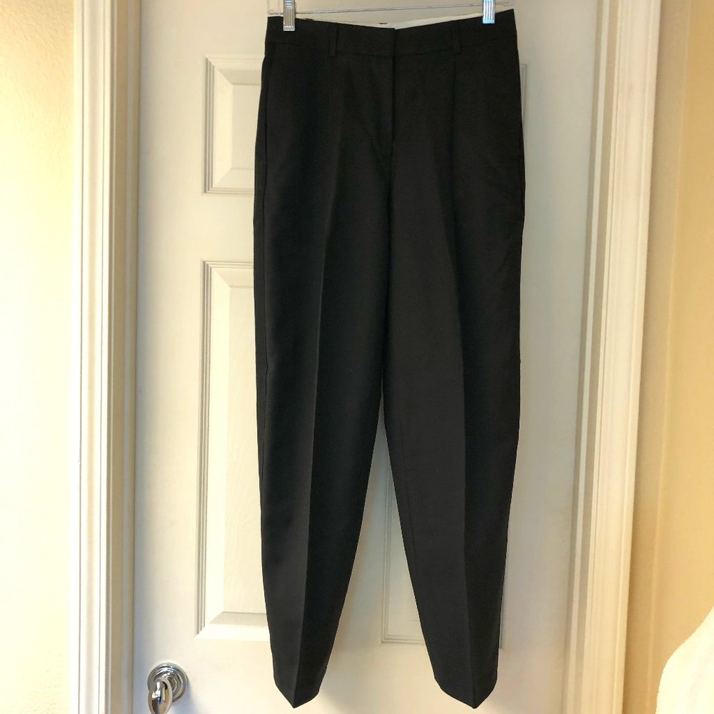 HM Studio A/W 2014 Black Tuxedo Pleat Pants Ribbon Stripe Tapered Relaxed 2 NEW